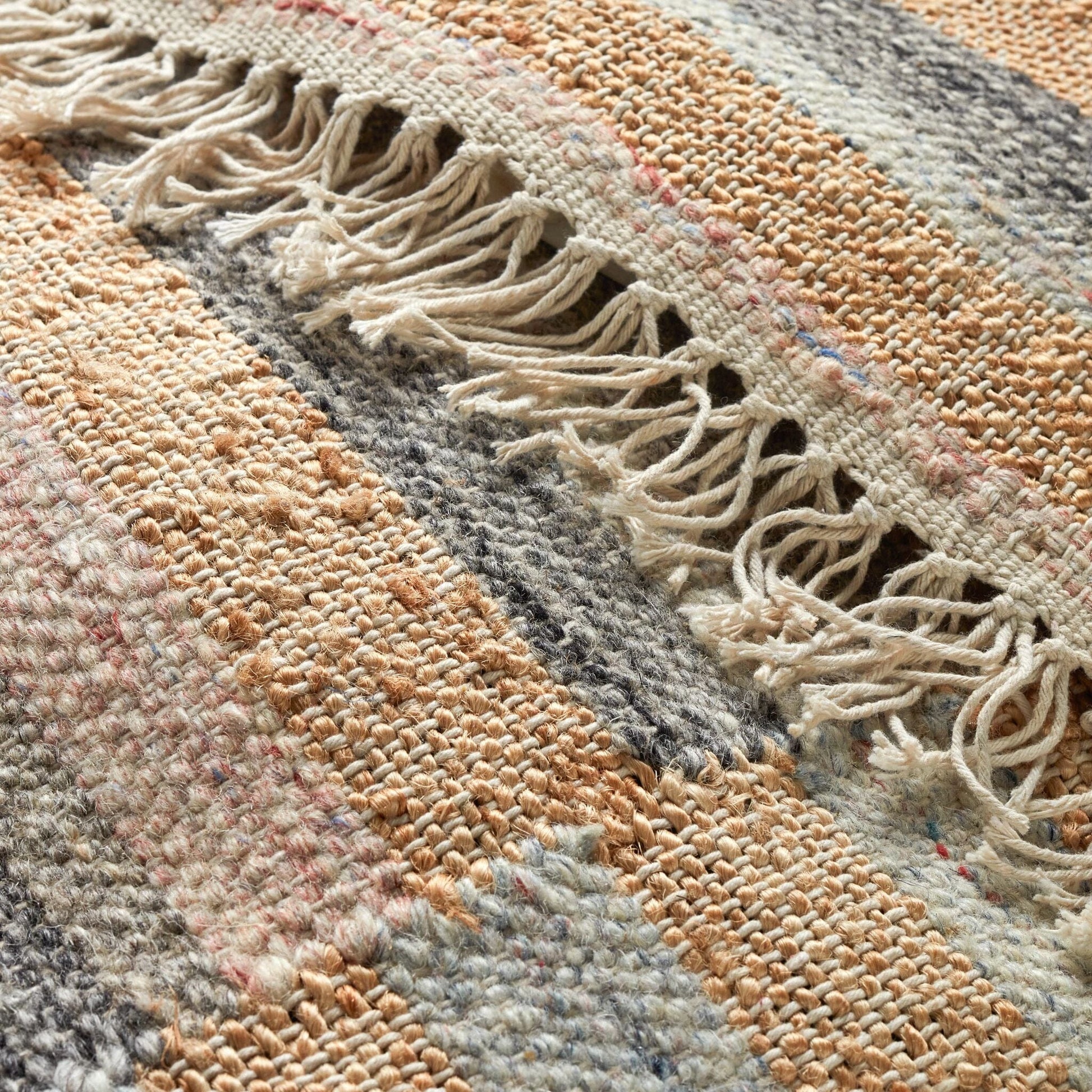 Ravel Stripe Blue Handwoven Wool Rug Rugs 