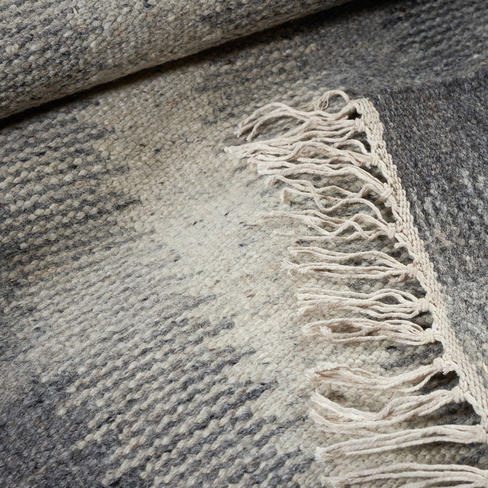 Ronan Ikat Grey Handwoven Wool Rug Rugs 