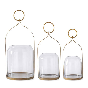 Round Antiqued Gold Metal Lanterns Objects & Accents 