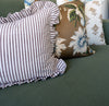 Ruffle Lumbar Pillow Brown and White Stripes Pillows 
