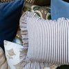 Ruffle Lumbar Pillow Brown and White Stripes Pillows 