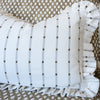 Ruffle Lumbar Pillow Embroidery Olive Green Stripes Pillows 