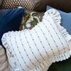 Ruffle Lumbar Pillow Embroidery Olive Green Stripes Pillows 