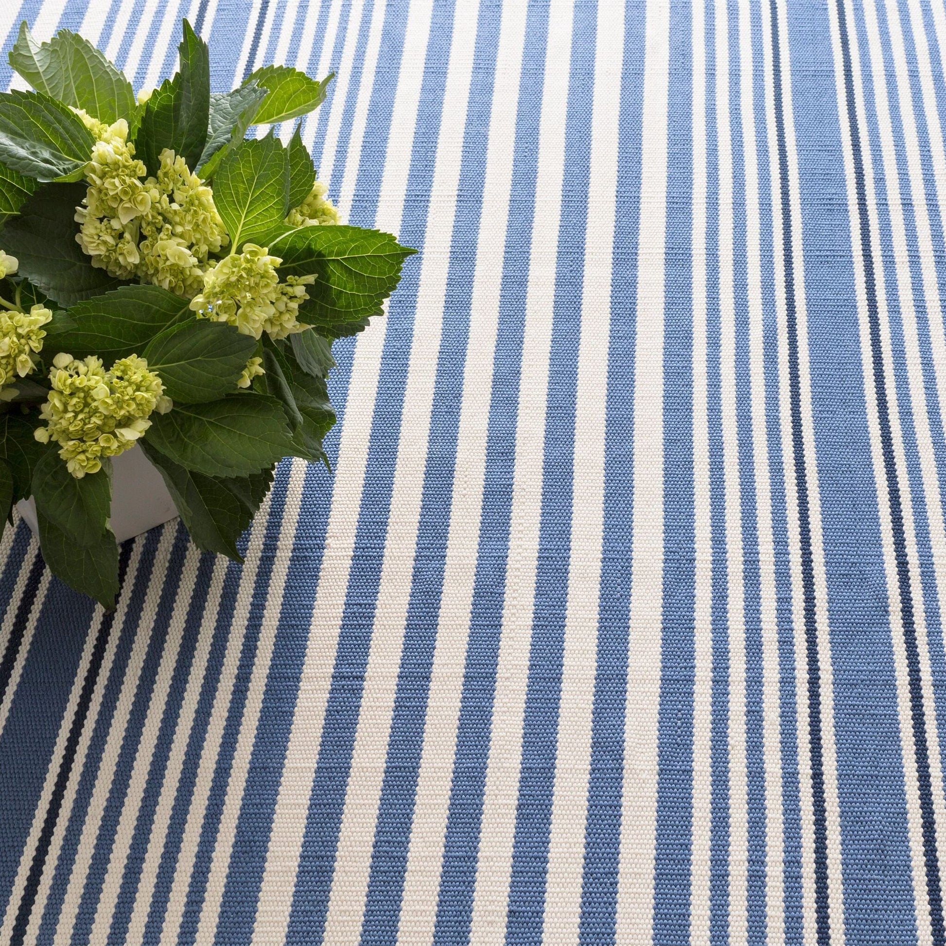 Rugby Stripe Denim Handwoven Indoor/Outdoor Rug Rugs 