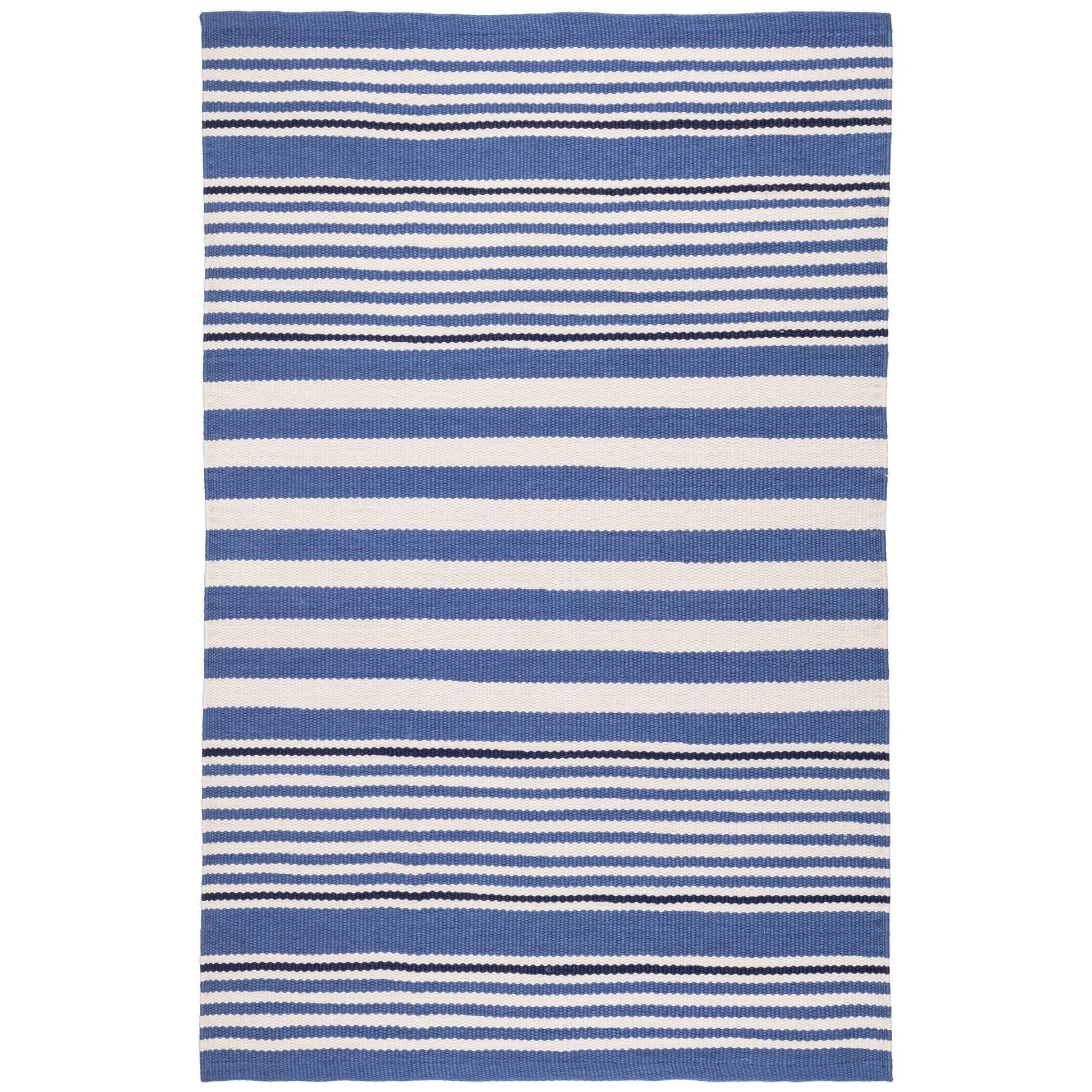 Rugby Stripe Denim Handwoven Indoor/Outdoor Rug Rugs 