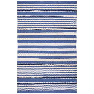 Rugby Stripe Denim Handwoven Indoor/Outdoor Rug Rugs 