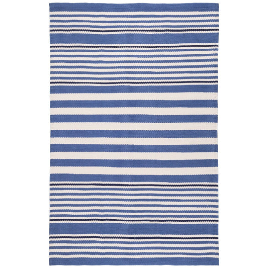 Rugby Stripe Denim Handwoven Indoor/Outdoor Rug Rugs 