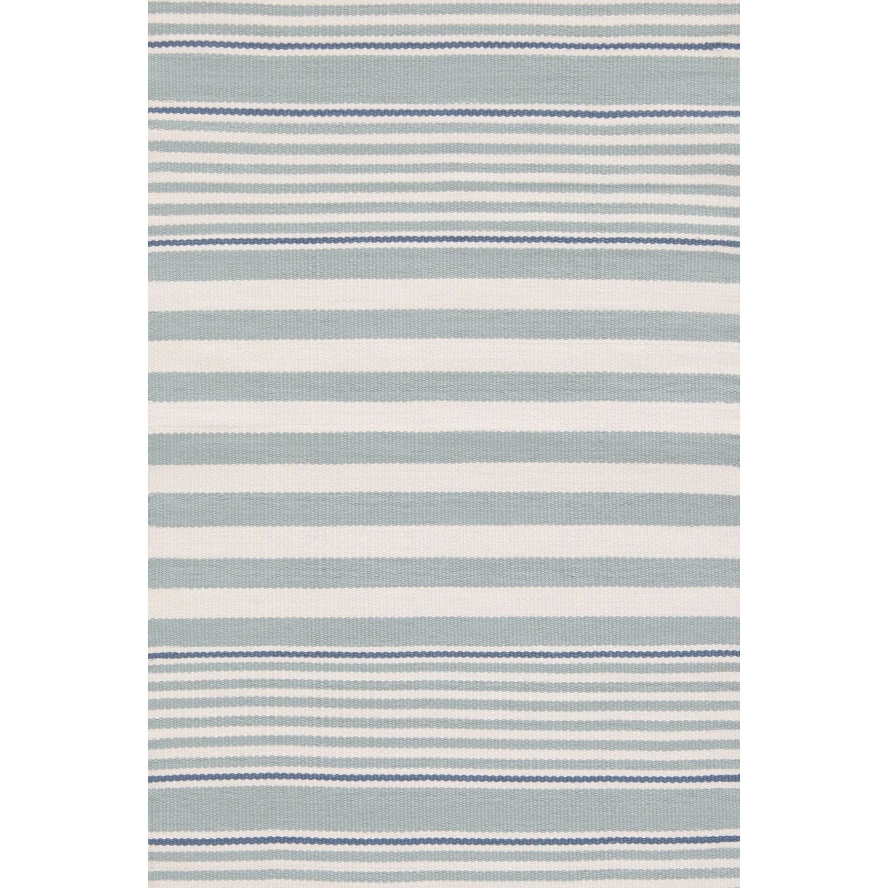 Rugby Stripe Light Blue Handwoven Indoor/Outdoor Rug Rugs 