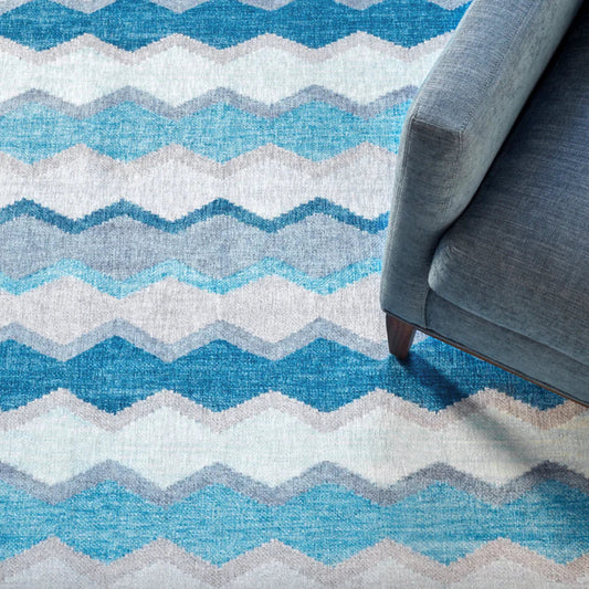 Safety Net Blue Machine Washable Rug WASHABLE 