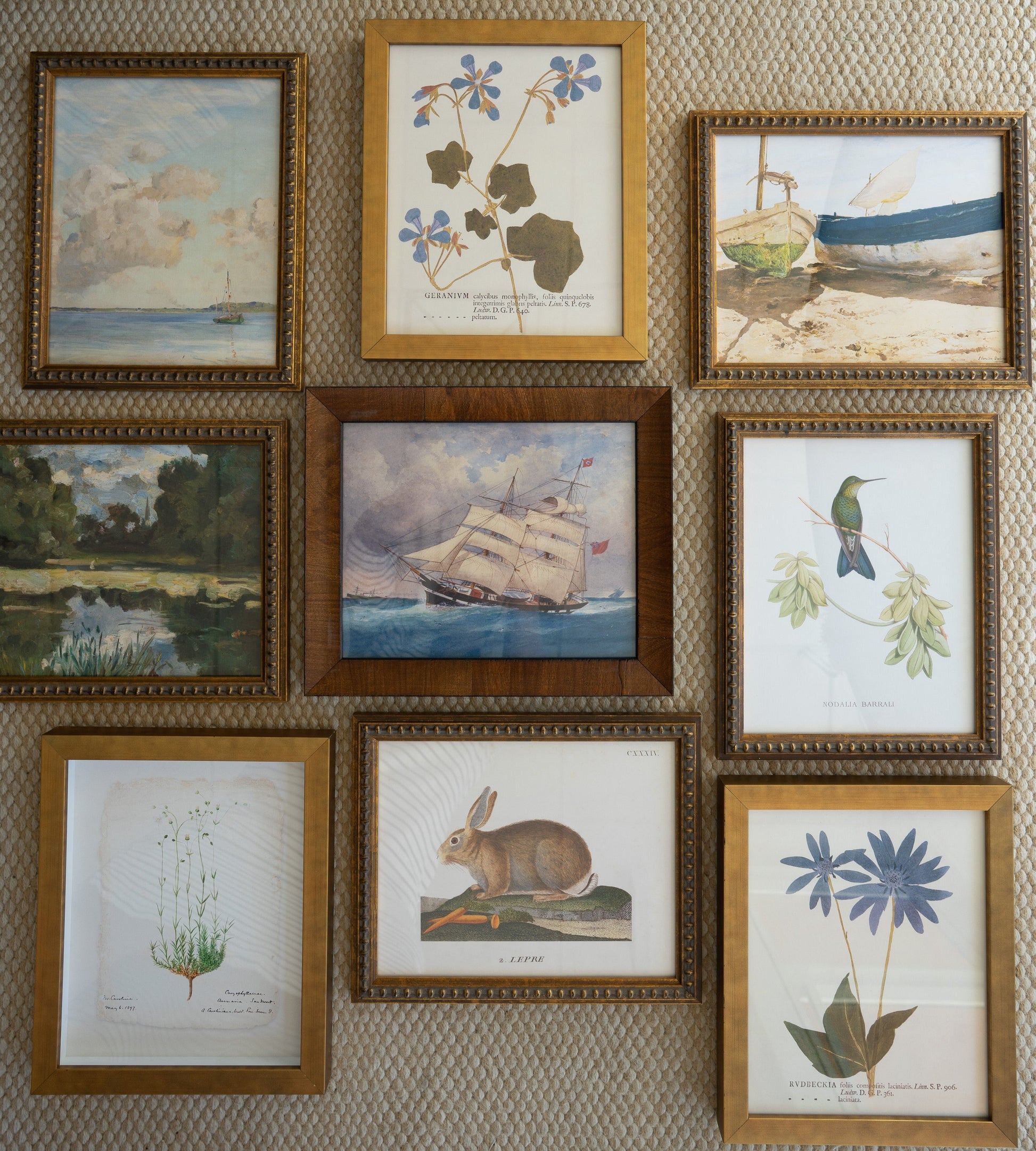 Sailboats on Sand Vintage Print Framed Art 
