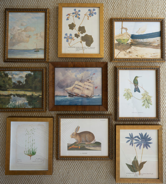 Sailboats on Sand Vintage Print Framed Art 