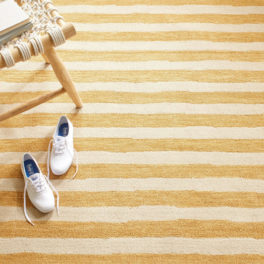 Silas Stripe Gold Hand Micro Hooked Wool Rug Rugs 