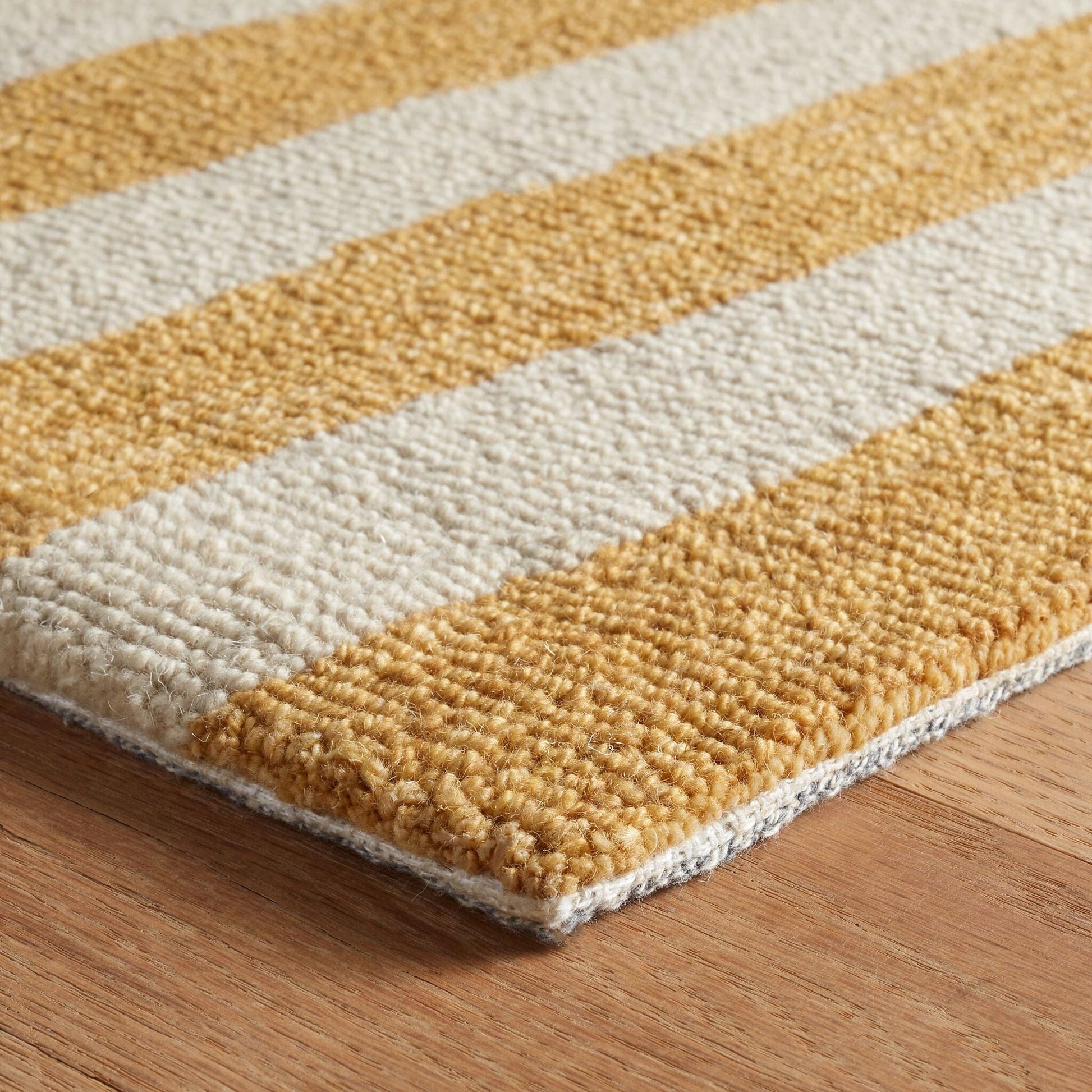 Silas Stripe Gold Hand Micro Hooked Wool Rug Rugs 