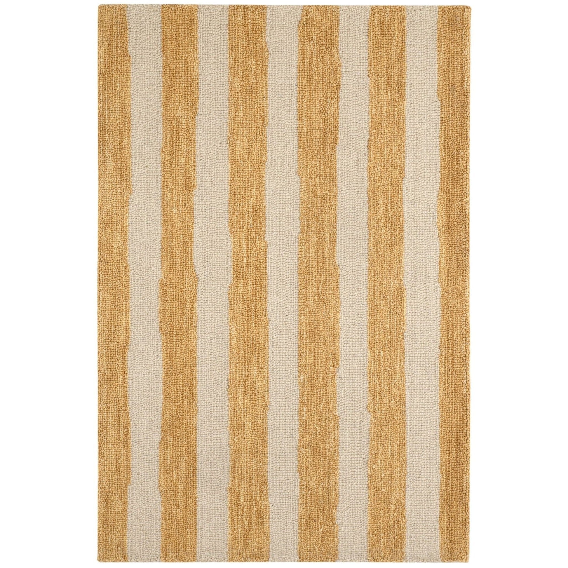 Silas Stripe Gold Hand Micro Hooked Wool Rug Rugs 
