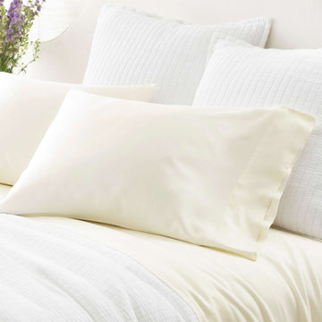 Silken Solid Ivory Pillowcases Pillowcases 