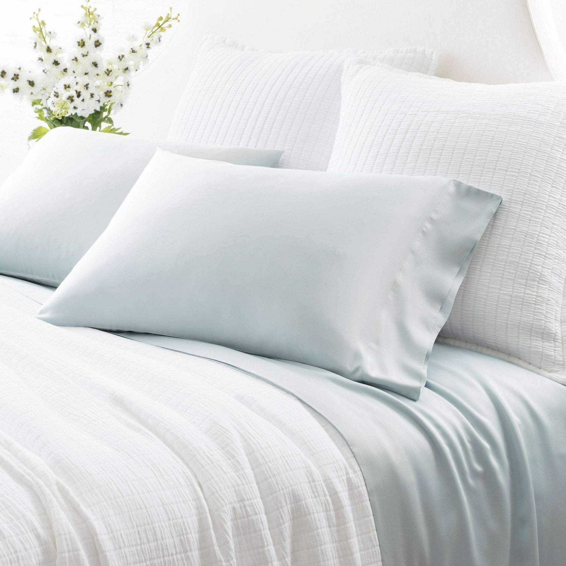 Silken Solid Robin's Egg Blue Pillowcases Pillowcases 