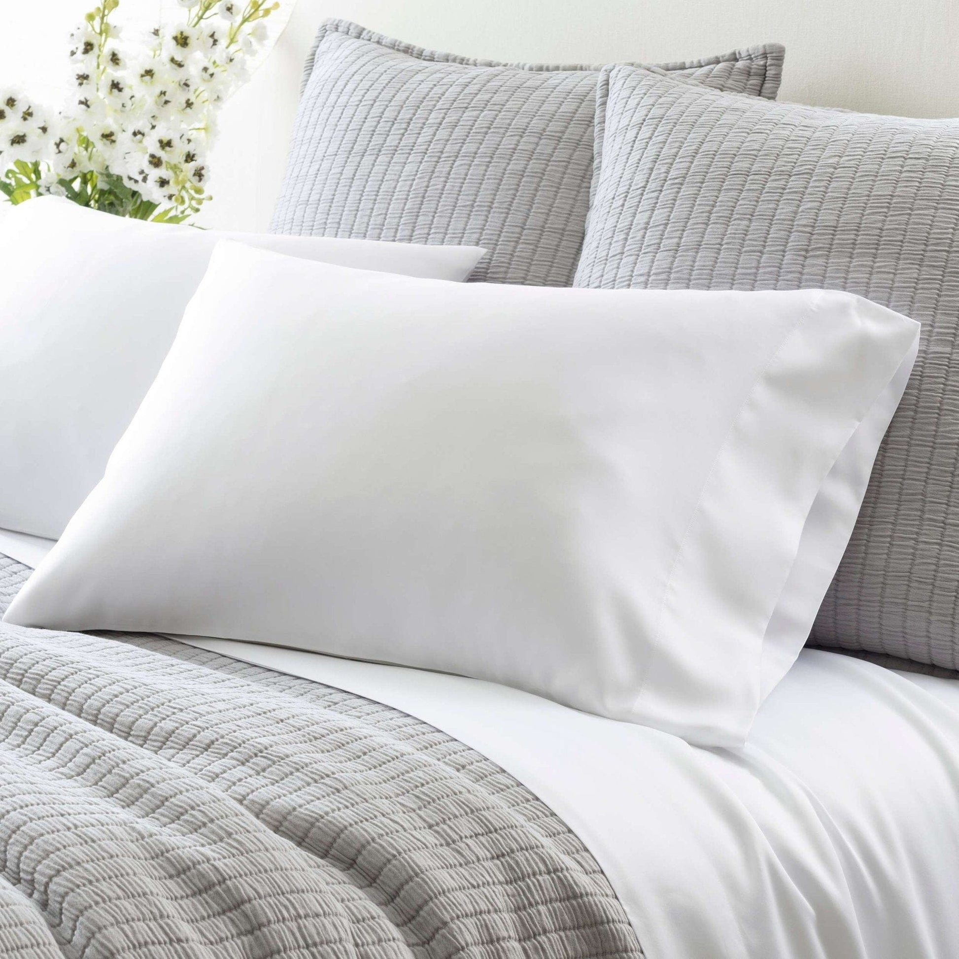 Silken Solid White Pillowcases (Pair) Pillowcases 