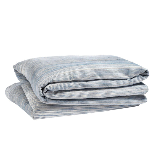 Sterling Stripe Linen Blue Duvet Cover Duvet Cover 
