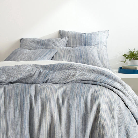 Sterling Stripe Linen Blue Duvet Cover Duvet Cover 