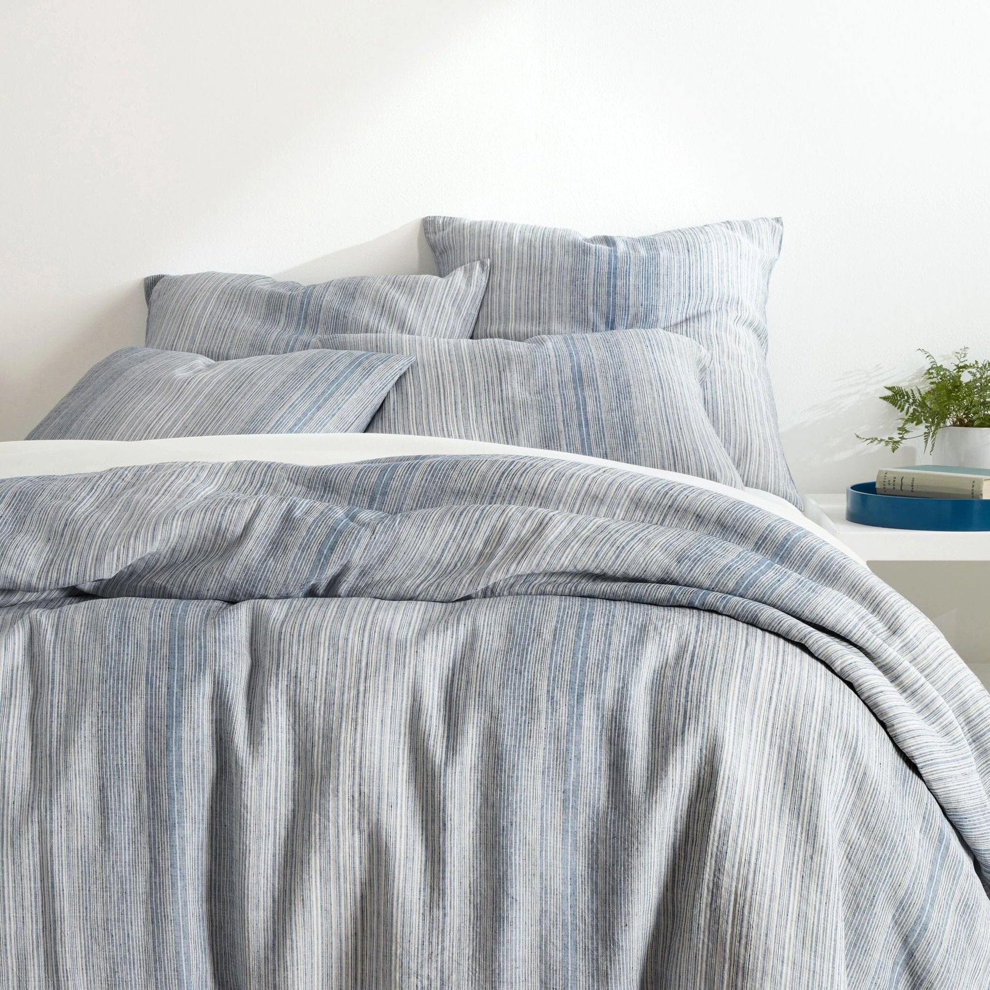Sterling Stripe Linen Blue Sham Duvet Sham 
