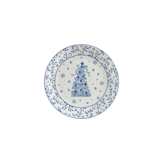 Stoneware Plate with Tree, White and Blue Kitchen 