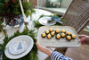 Stoneware Scalloped Platter with Trees Kitchen 
