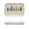 Stoneware Scalloped Platter with Trees Kitchen 