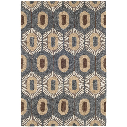Stowe Hand Micro Hooked Wool Rug - Blue Rugs 