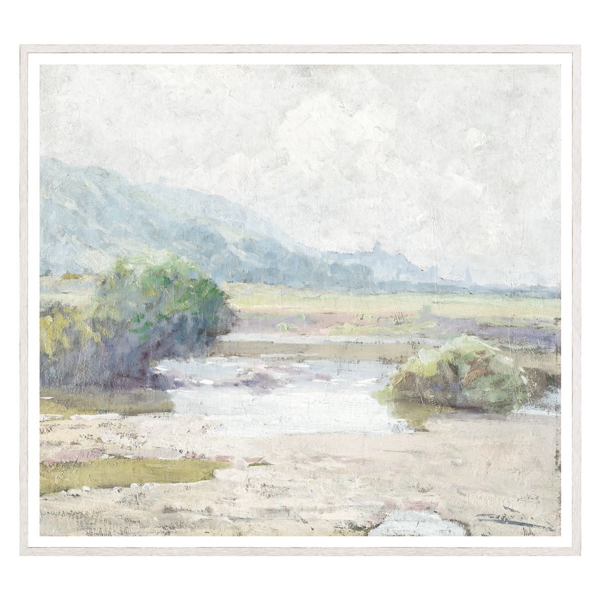 Summer Landscape C. 1860 Framed Art Glass Framed 