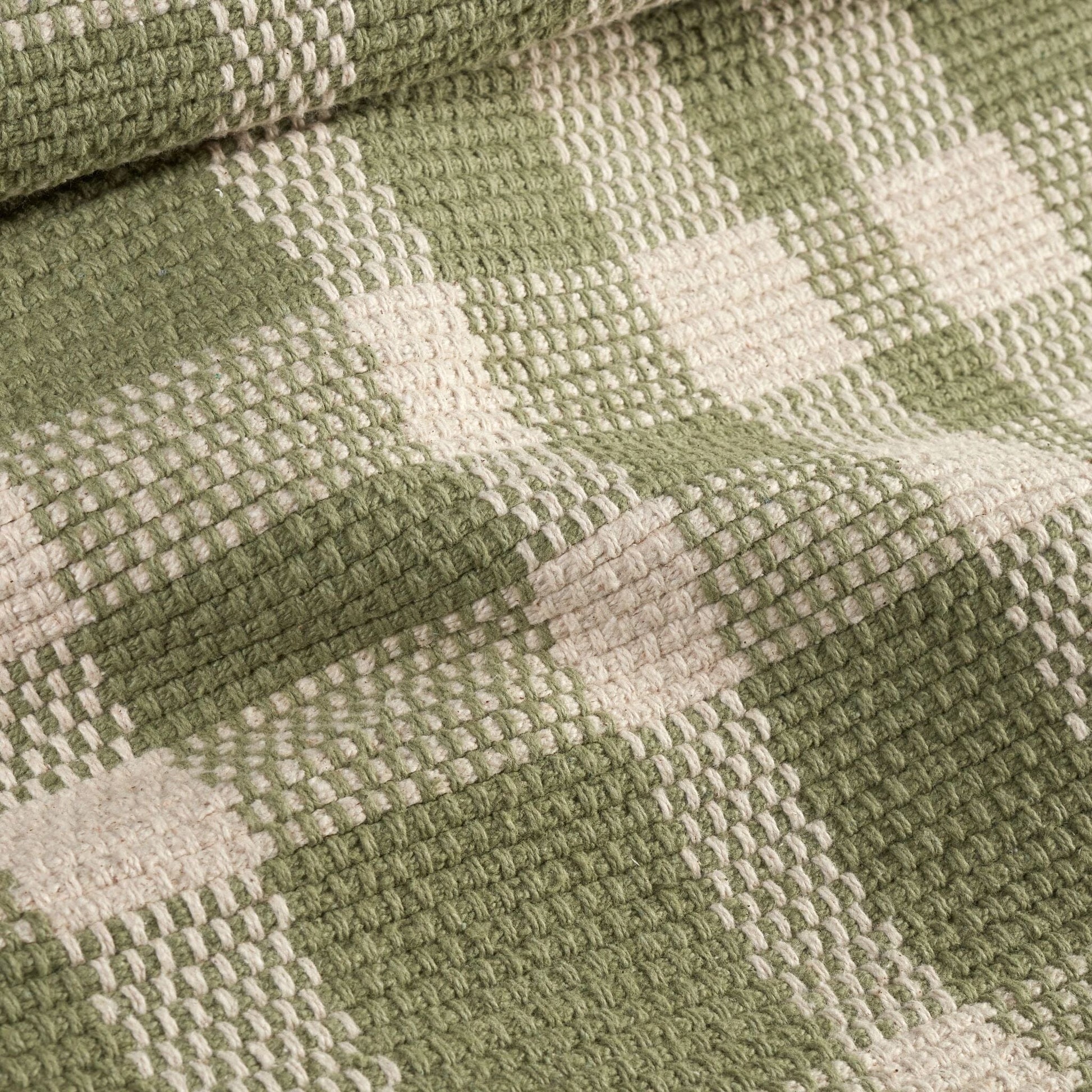Tattersall Sage Handwoven Cotton Rug Rugs 