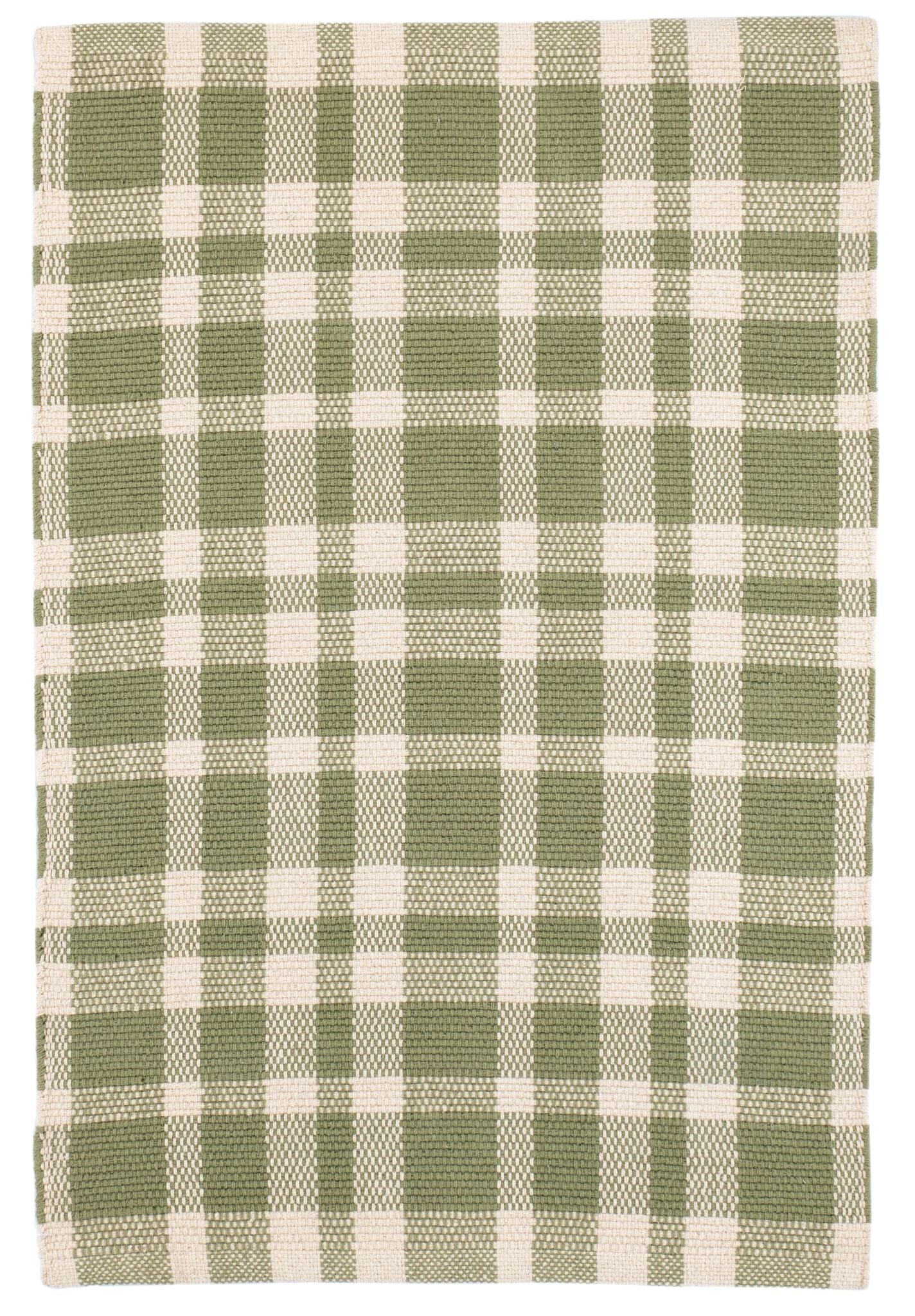 Tattersall Sage Handwoven Cotton Rug Rugs 