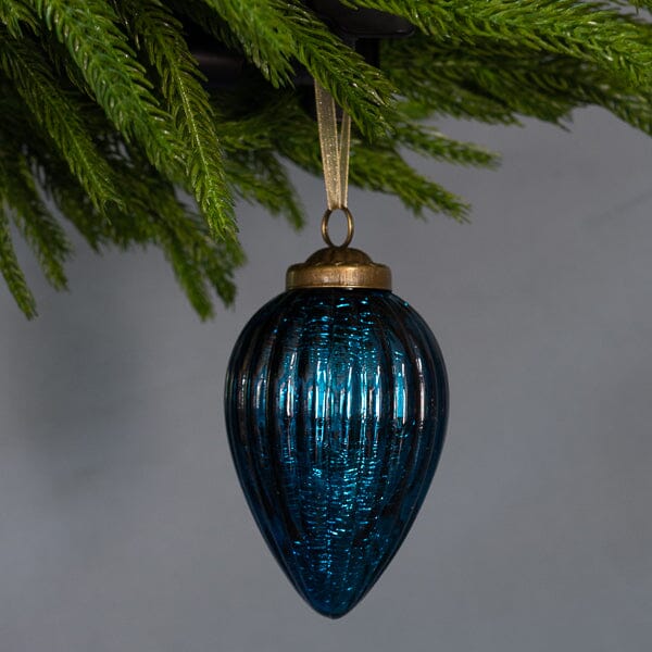 Teardrop Blue Glass Ornament Objects & Accents 