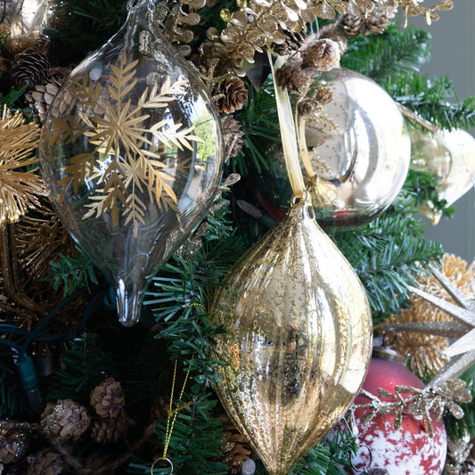 Teardrop Etched Glass Ornament- 7.75" Objects & Accents 