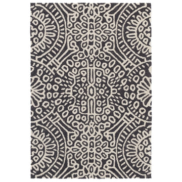 Temple Charcoal Hand Micro Hooked Wool Rug Rugs 