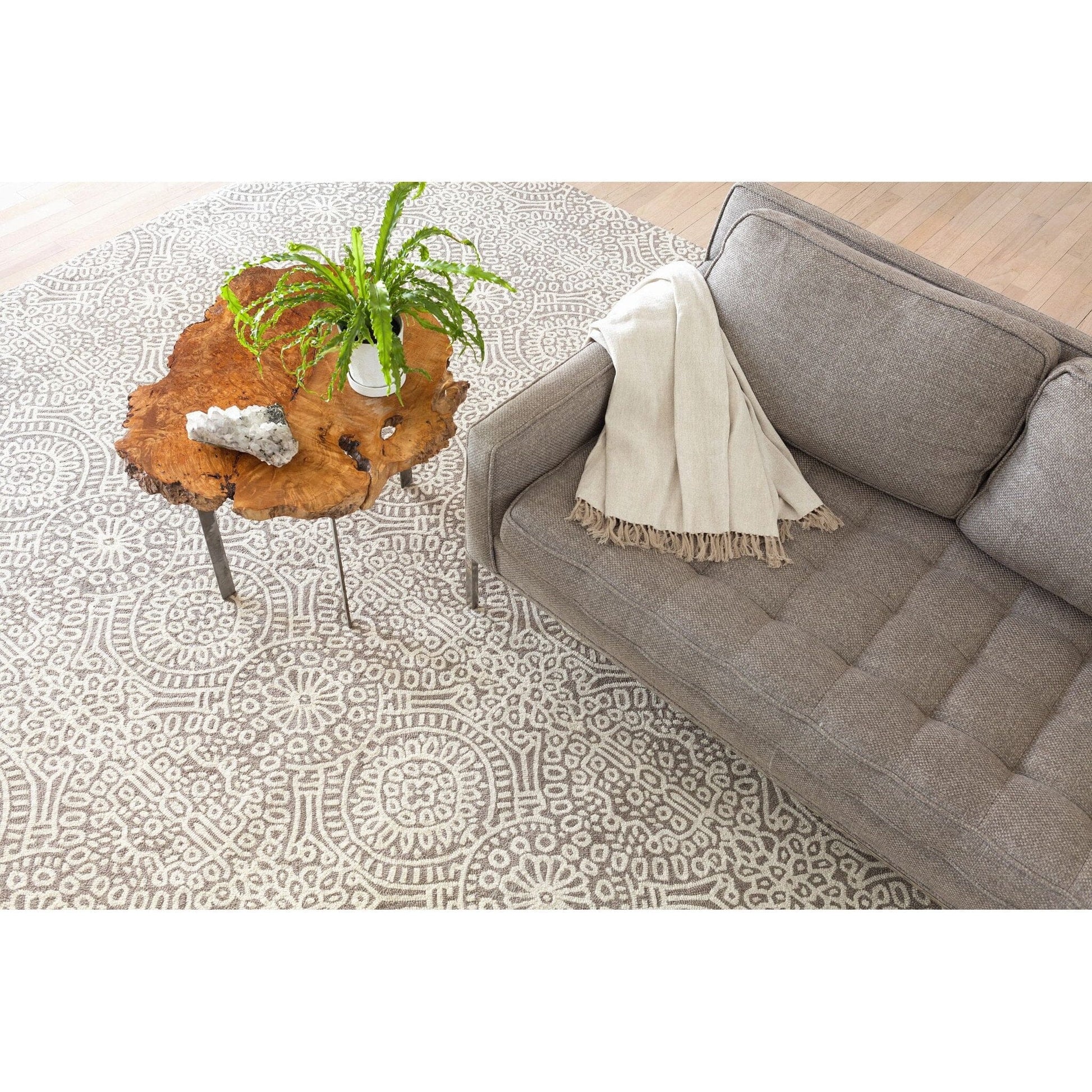 Temple Taupe Hand Micro Hooked Wool Rug Rugs 