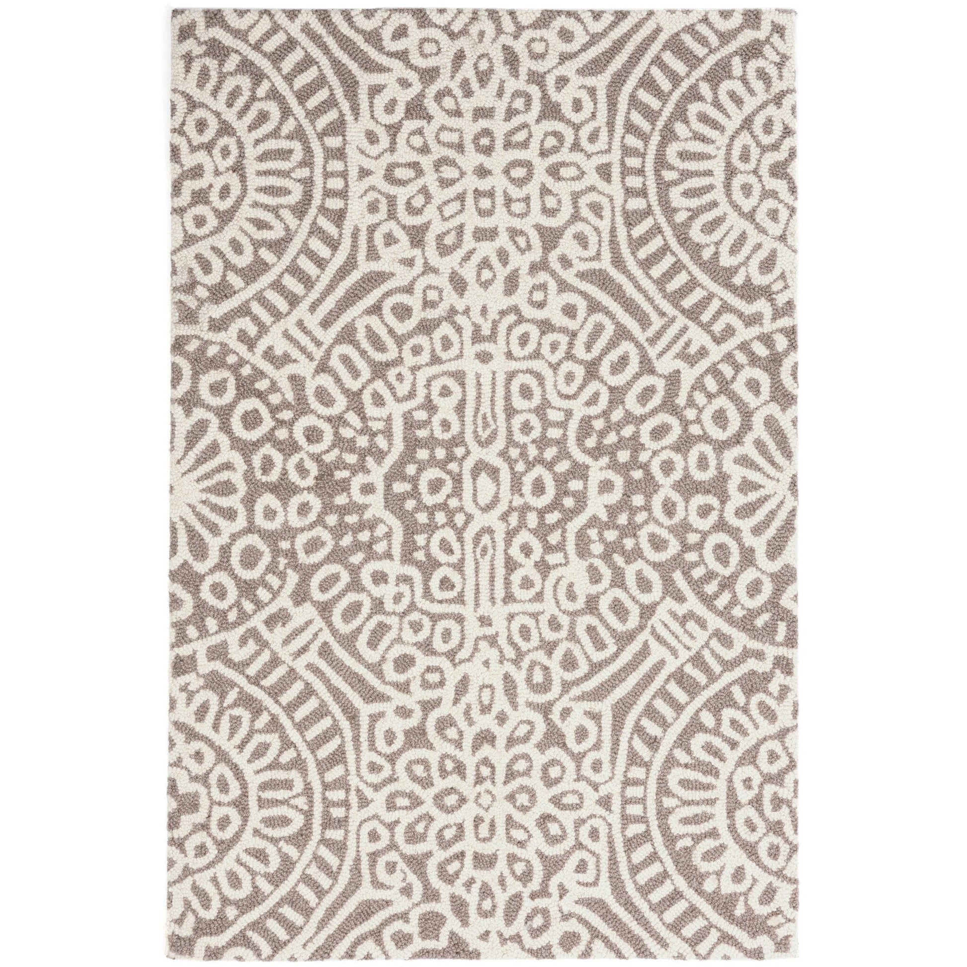 Temple Taupe Hand Micro Hooked Wool Rug Rugs 