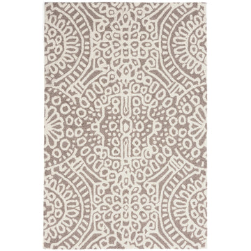 Temple Taupe Hand Micro Hooked Wool Rug Rugs 