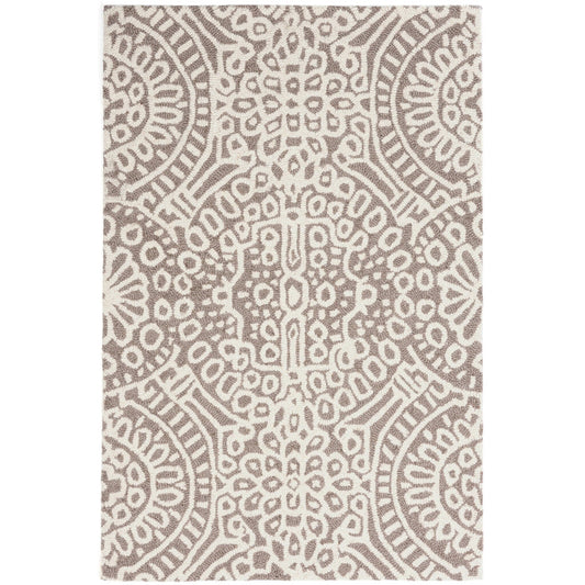 Temple Taupe Hand Micro Hooked Wool Rug Rugs 