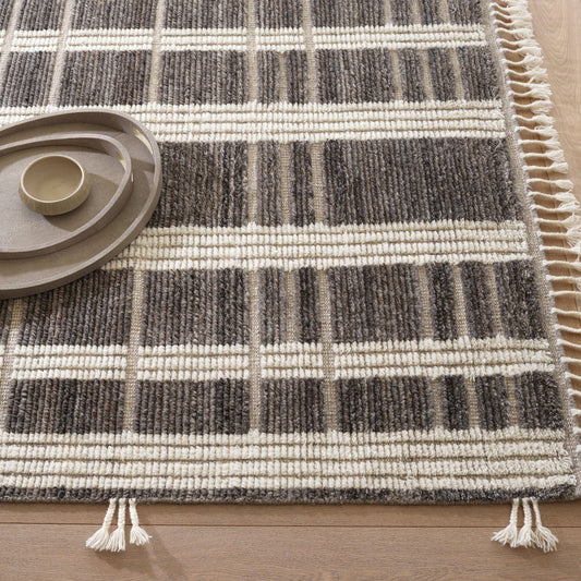 Tory Grey/Ivory Hand Knotted Wool Rug Rugs 