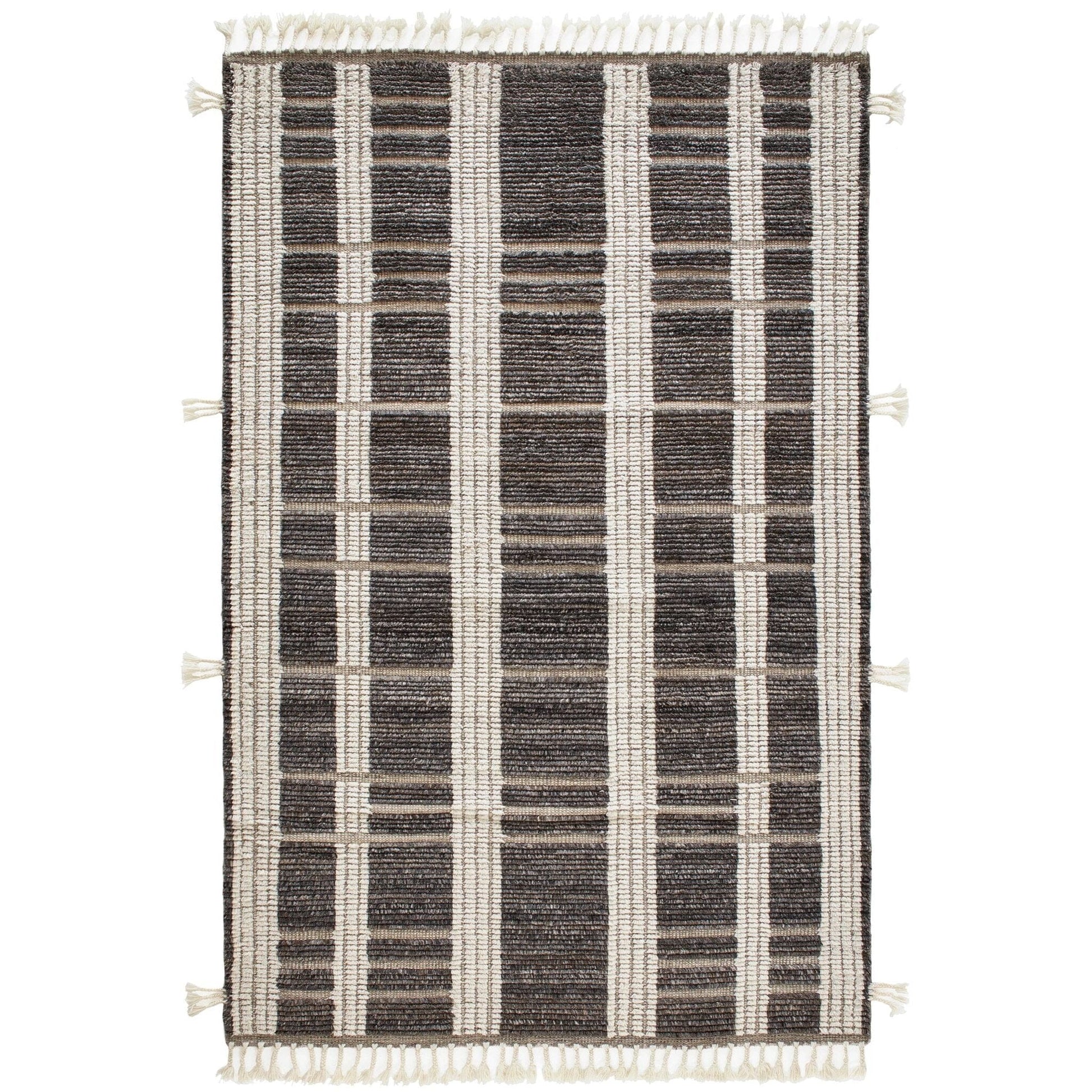 Tory Grey/Ivory Hand Knotted Wool Rug Rugs 