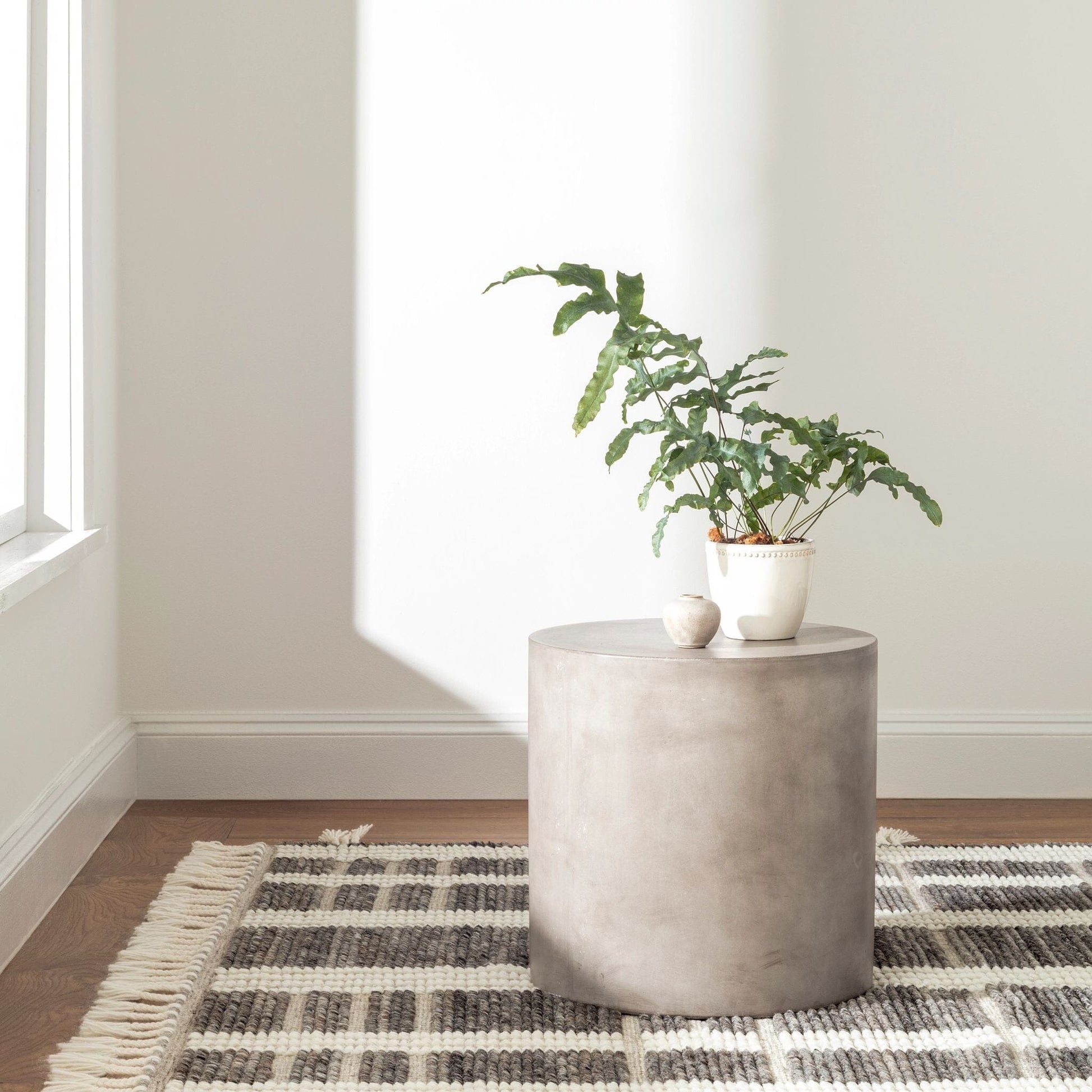 Tory Grey/Ivory Hand Knotted Wool Rug Rugs 