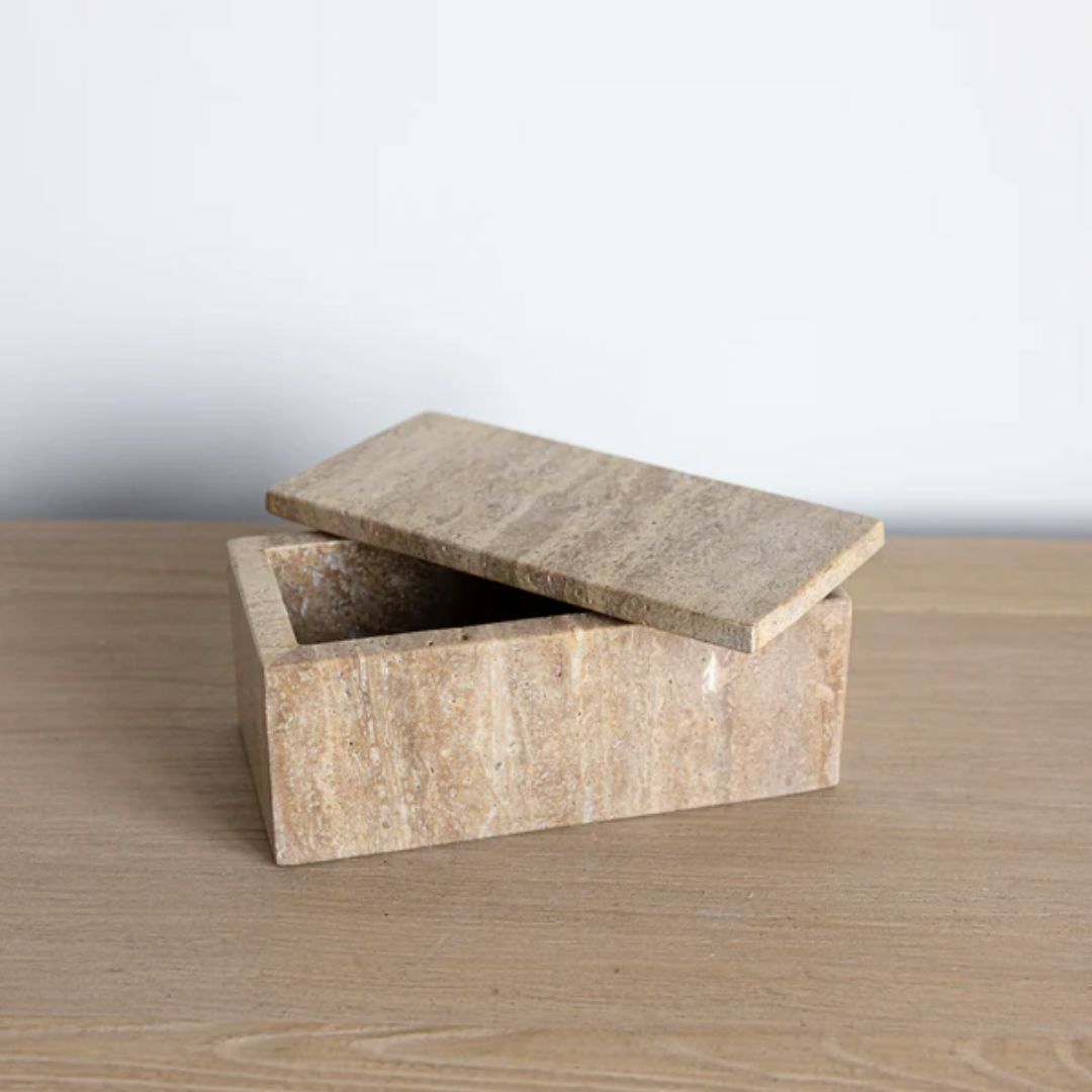 Travertine Lidded Box Objects & Accents 