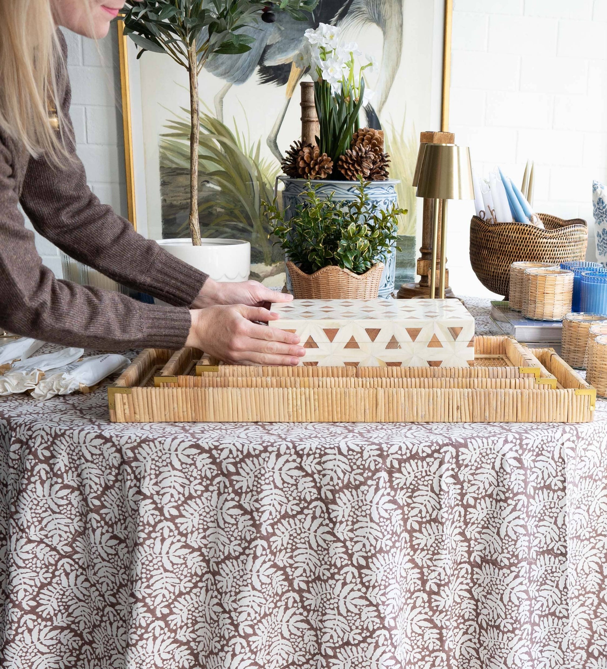 Triangle Patterned Bone Box Objects & Accents 
