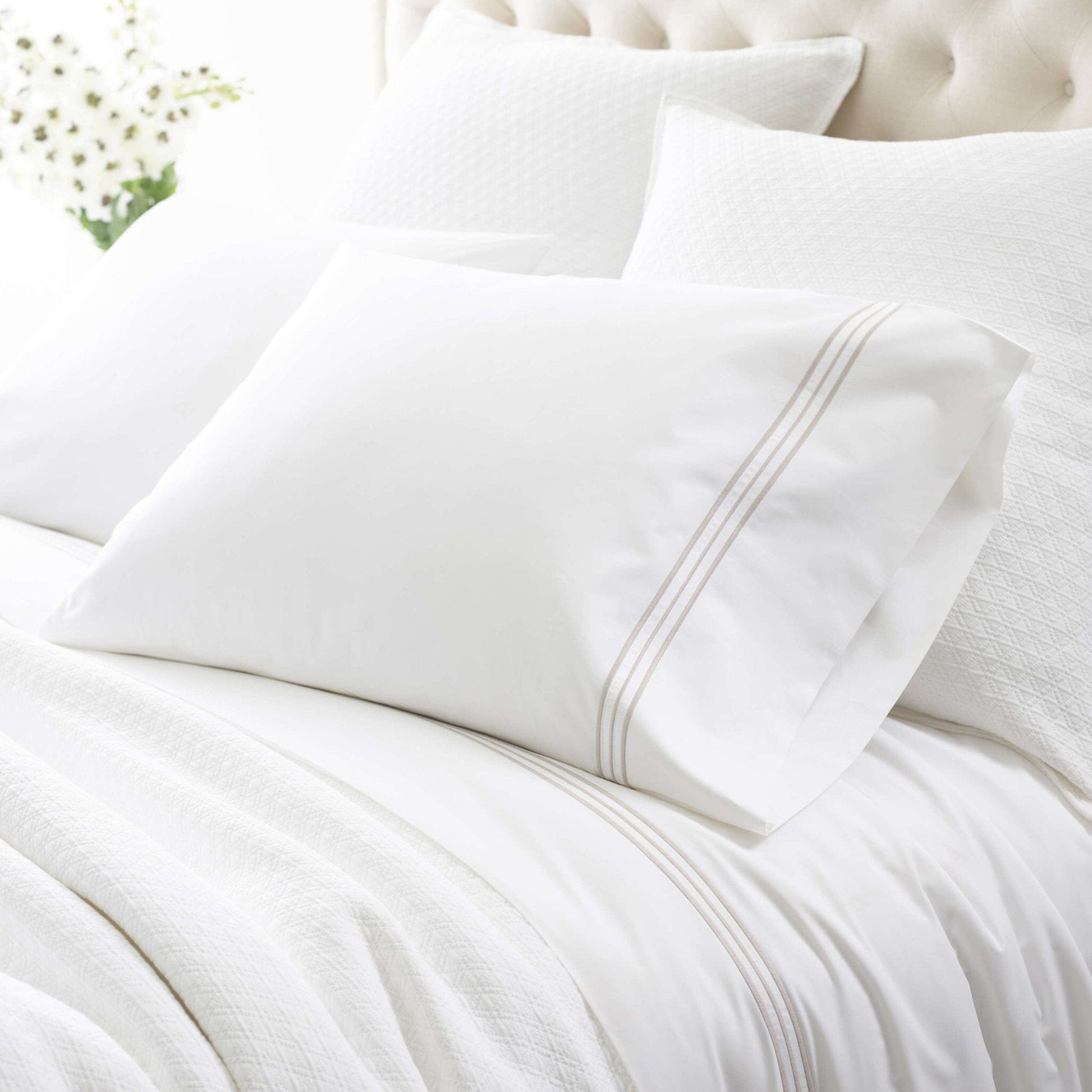 Trio Pearl Grey Pillowcases (Pair) Pillowcases 
