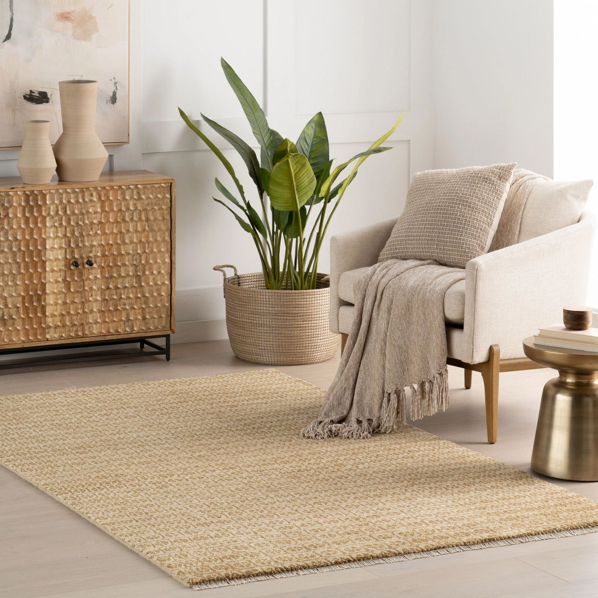 Tullie Ochre Hand Knotted Wool Rug Rugs 