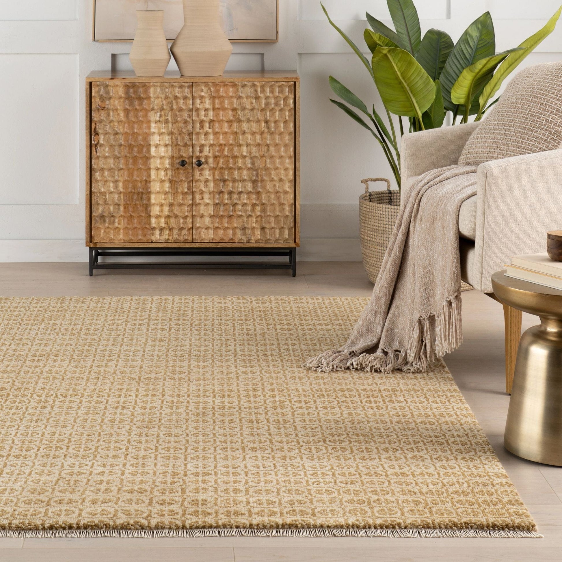 Tullie Ochre Hand Knotted Wool Rug Rugs 