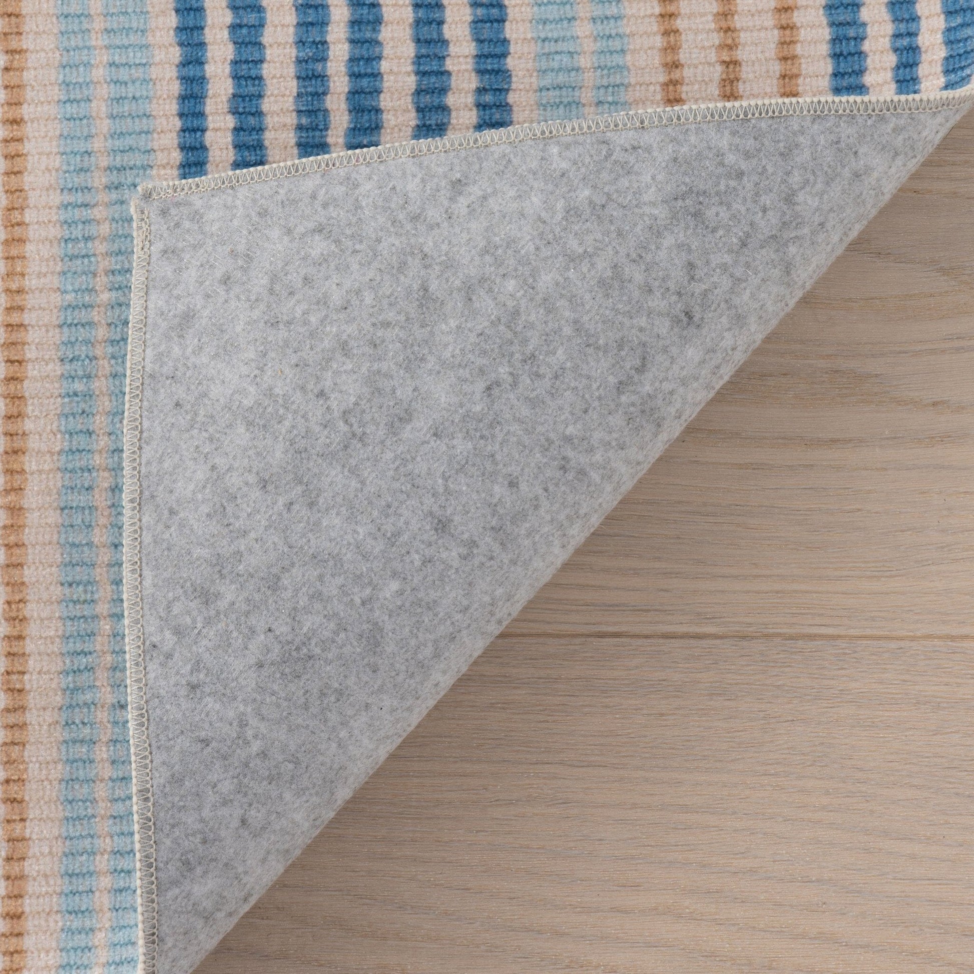 Tyne Coastal Striped Machine Washable Rug - Blue Rugs 