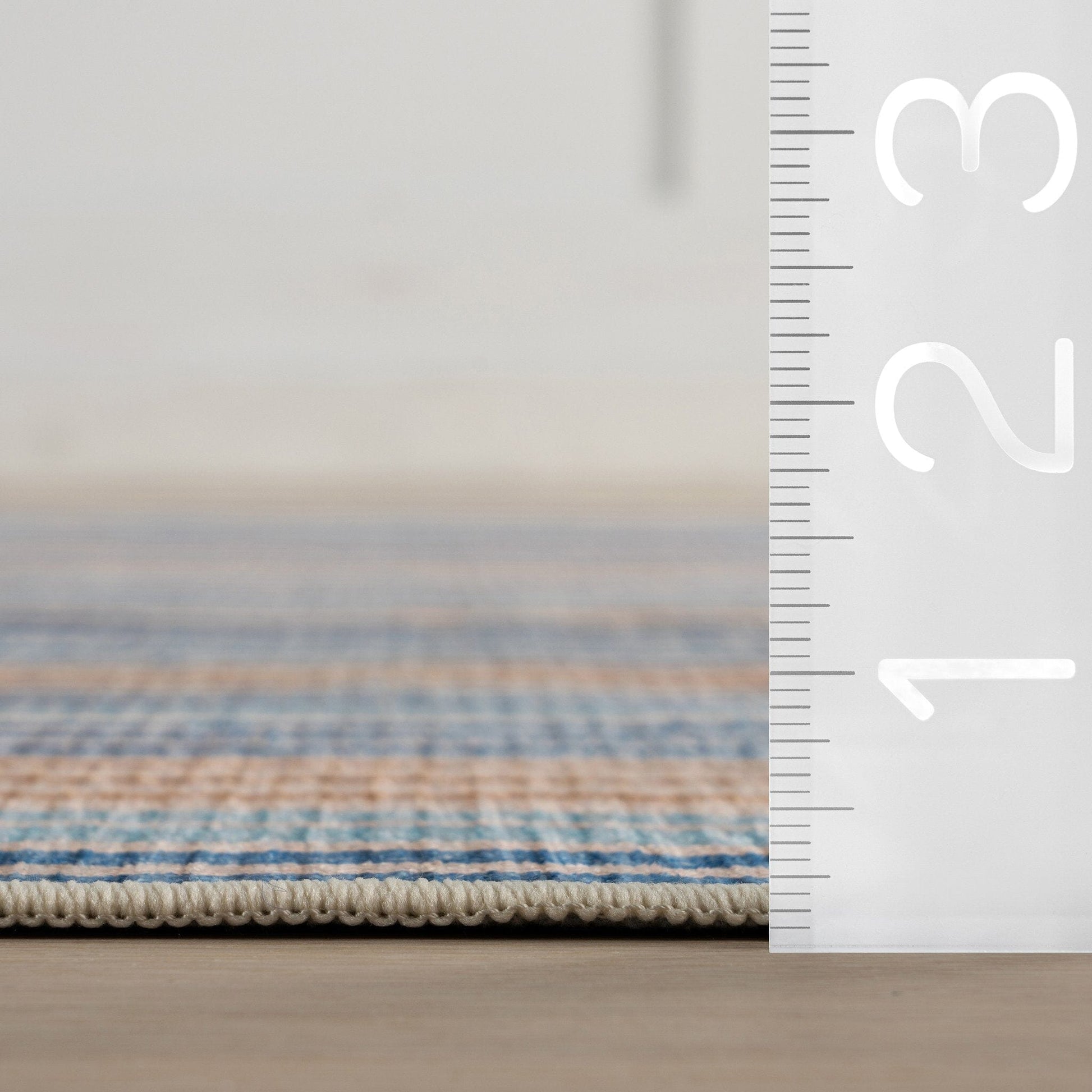 Tyne Coastal Striped Machine Washable Rug - Blue Rugs 
