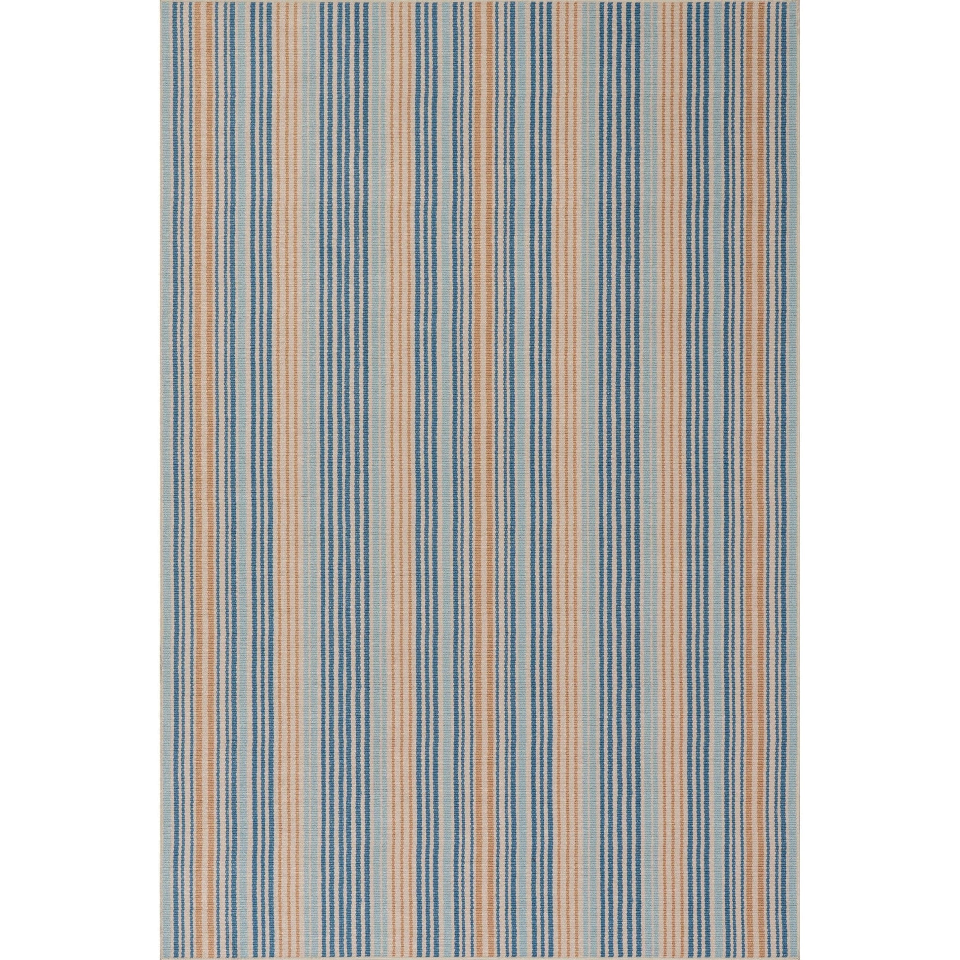 Tyne Coastal Striped Machine Washable Rug - Blue Rugs 