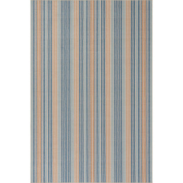 Tyne Coastal Striped Machine Washable Rug - Blue Rugs 